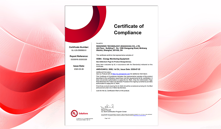 Our rogowski coil are pleased to now be UL2808 Certified